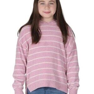 Dkny Girls SIze Medium 10/12 Soft Pink/White Chenille Hooded Sweater NWT